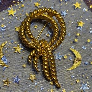Gold-Tone Twisted Hoop Brooch